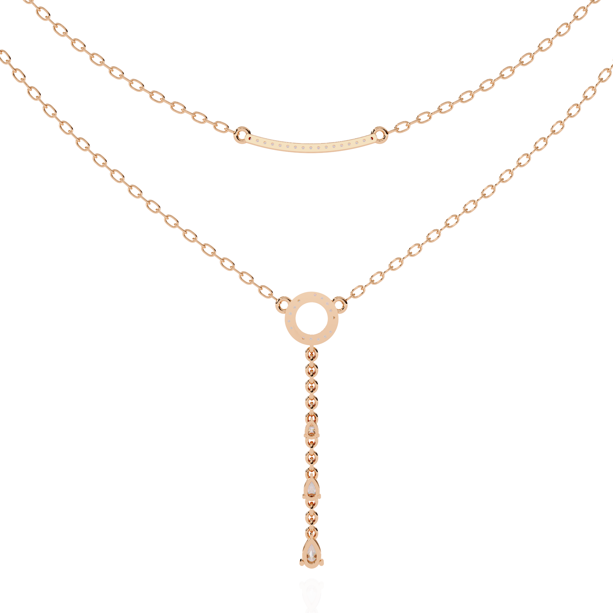 Solitairekart 0.49ct Layered Y-Drop Natural diamond Necklace-HI Color, VS-SI Clarity